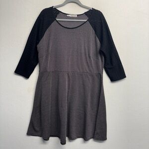 Maurices Raglan Lace Sleeve Mini Dress 1X Stripe Black White